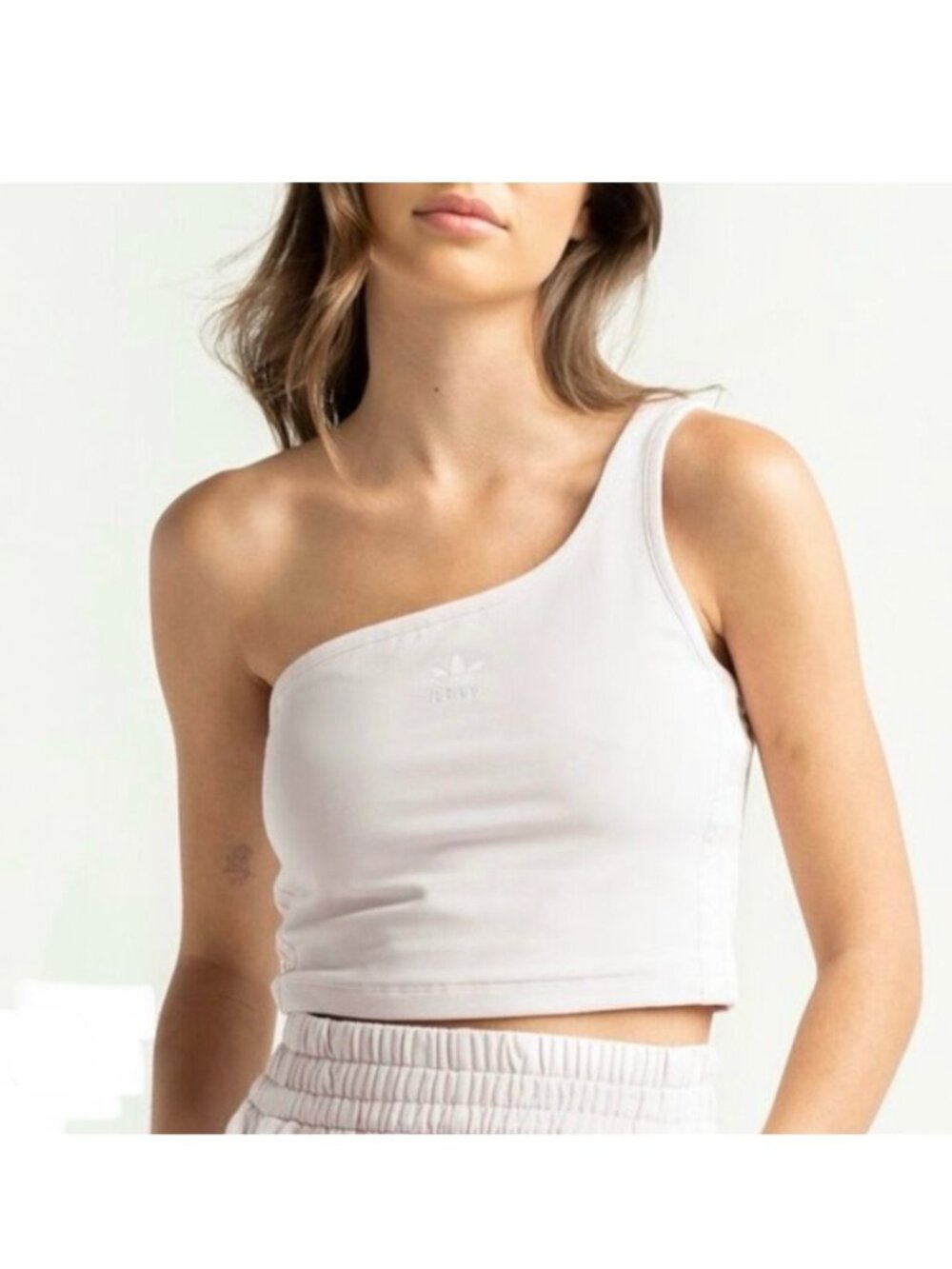 Adidas One-SHoulder Light Pink Crop Top